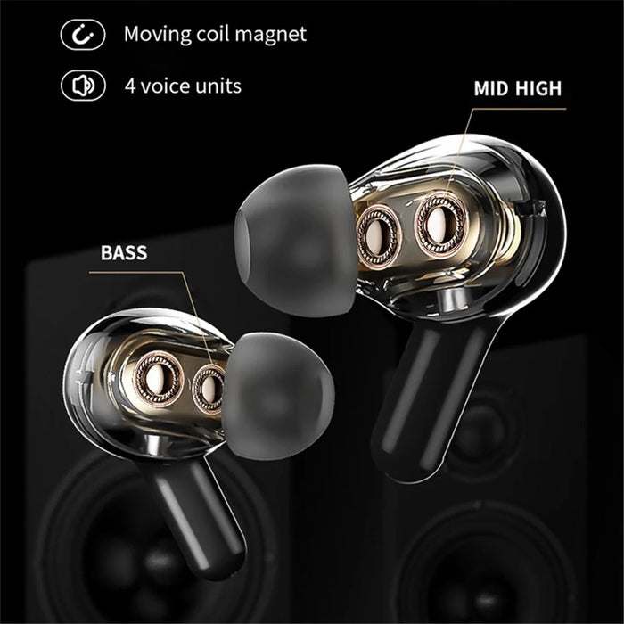 T22 TWS Dual Dynamic Drivers Wireless Noise Canceling Headset LED Power Display Bluetooth-compatible HiFi Earphone Earbuds - Black - 3