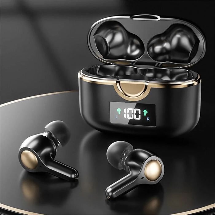 T22 TWS Dual Dynamic Drivers Wireless Noise Canceling Headset LED Power Display Bluetooth-compatible HiFi Earphone Earbuds - Black - 4