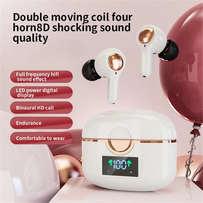 T22 TWS Dual Dynamic Drivers Wireless Noise Canceling Headset LED Power Display Bluetooth-compatible HiFi Earphone Earbuds - Black - 6