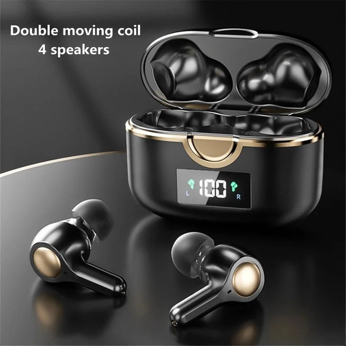 T22 TWS Dual Dynamic Drivers Wireless Noise Canceling Headset LED Power Display Bluetooth-compatible HiFi Earphone Earbuds - Black - 7