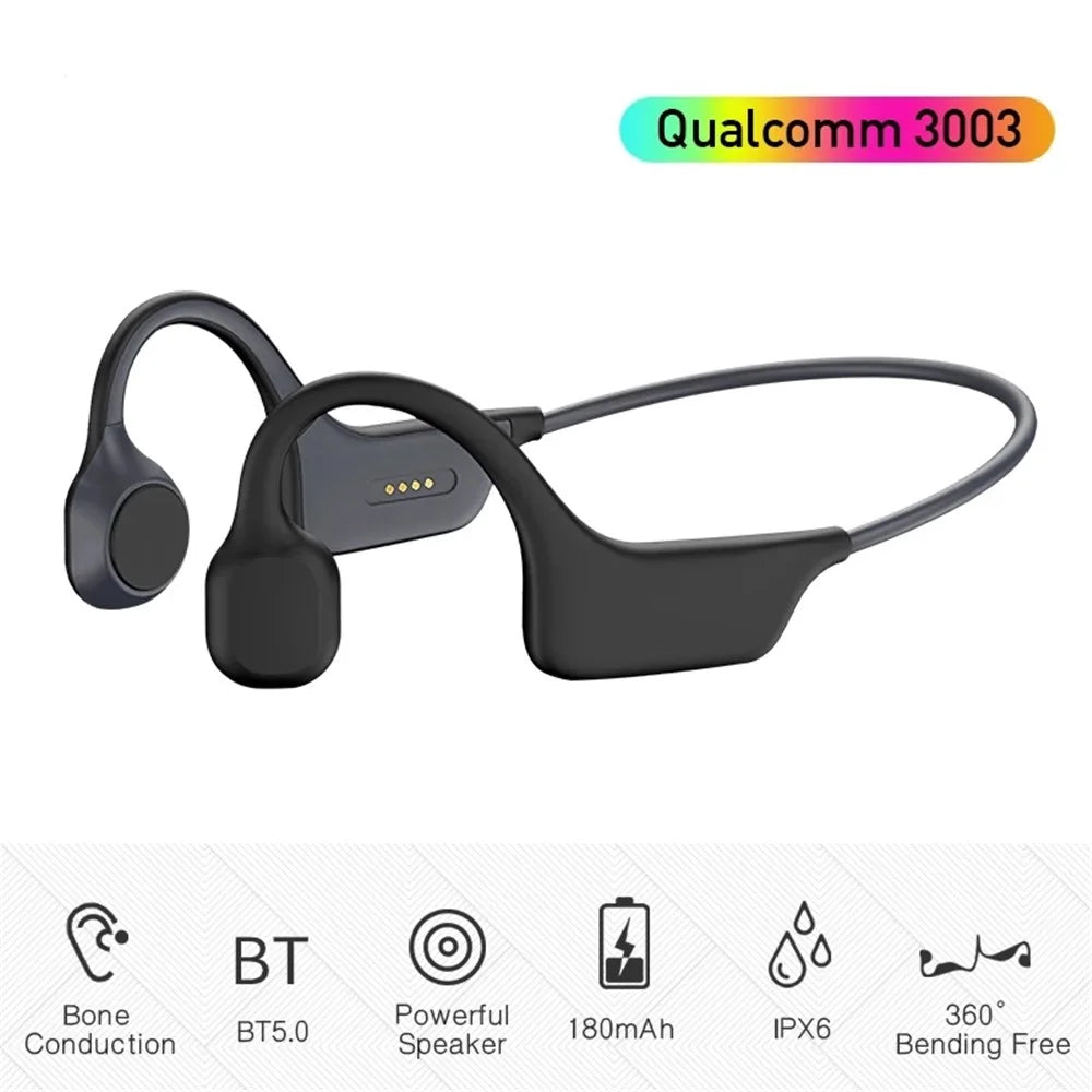 DG08 Wireless Bluetooth-compatible Bone Conduction Headphones Stereo IPX6 Waterproof Sports Headset Earphone with Microphone - 3