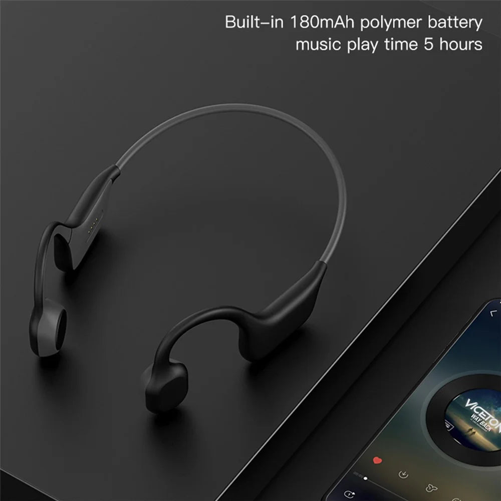 DG08 Wireless Bluetooth-compatible Bone Conduction Headphones Stereo IPX6 Waterproof Sports Headset Earphone with Microphone - 5