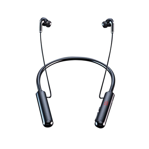 960 Bluetooth-compatible 5.0 Earphone Sports Neckband Headphone Bass Stereo Power LED Display Noise Cancelling Headset Support TF Card - Black - 1