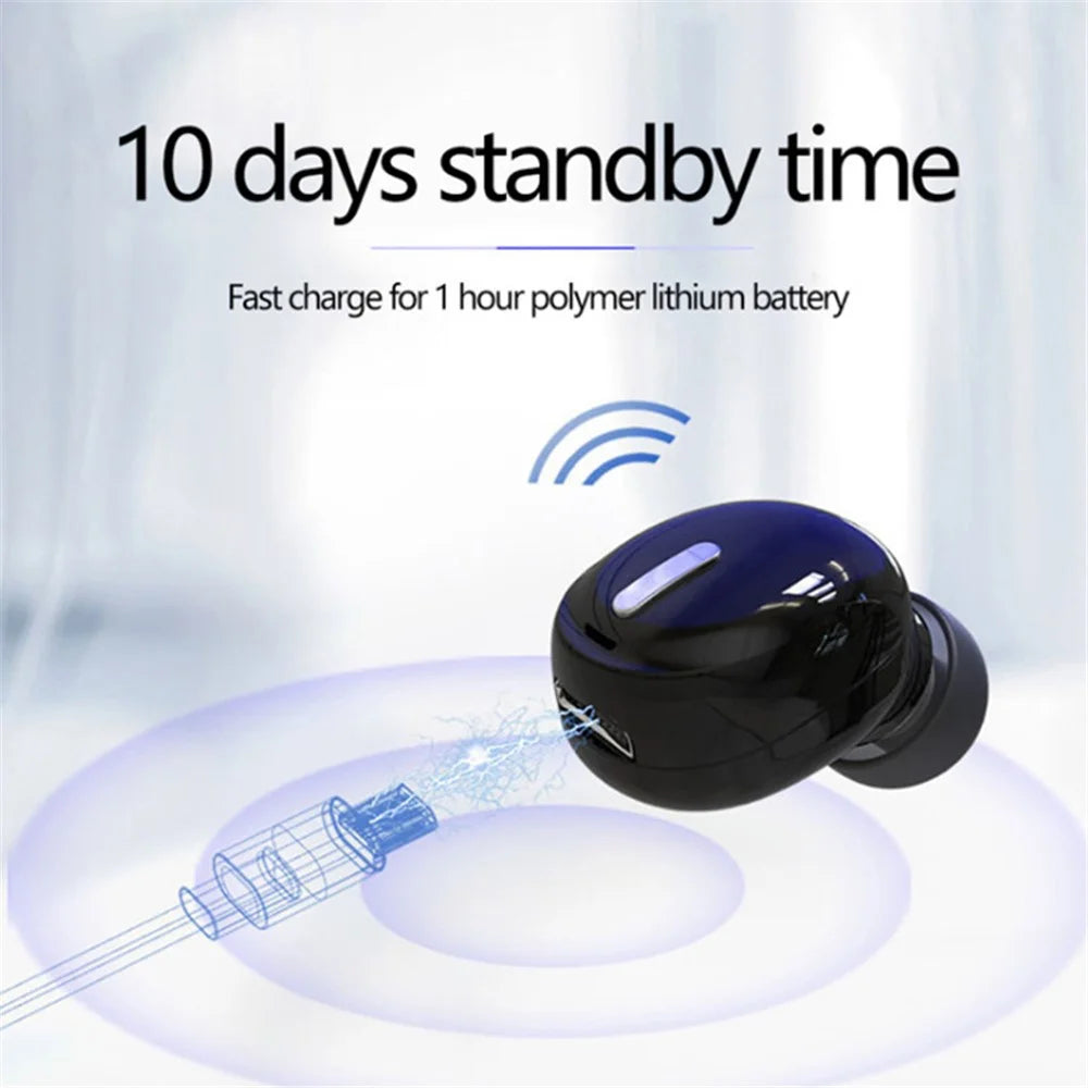 X9 Mini Stereo Sound Wireless Headphones Bluetooth-compatible 5.0 In-ear HiFi Earphone with Mic - Black - 3