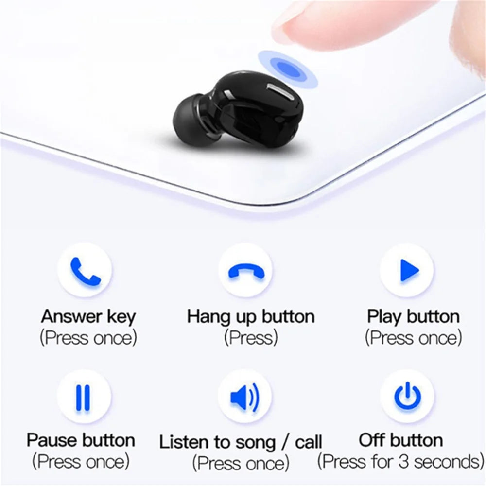 X9 Mini Stereo Sound Wireless Headphones Bluetooth-compatible 5.0 In-ear HiFi Earphone with Mic - Black - 4