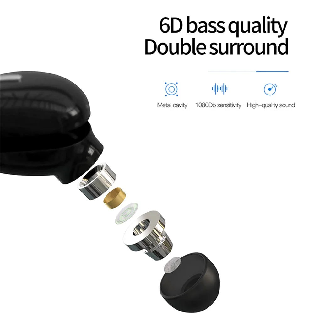 X9 Mini Stereo Sound Wireless Headphones Bluetooth-compatible 5.0 In-ear HiFi Earphone with Mic - Black - 5