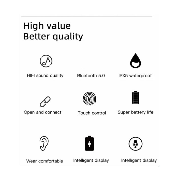 M8 TWS Bluetooth-compatible 5.0 In-ear Gaming IPX5 Waterproof Sports Headset with Charging Case - White - 3