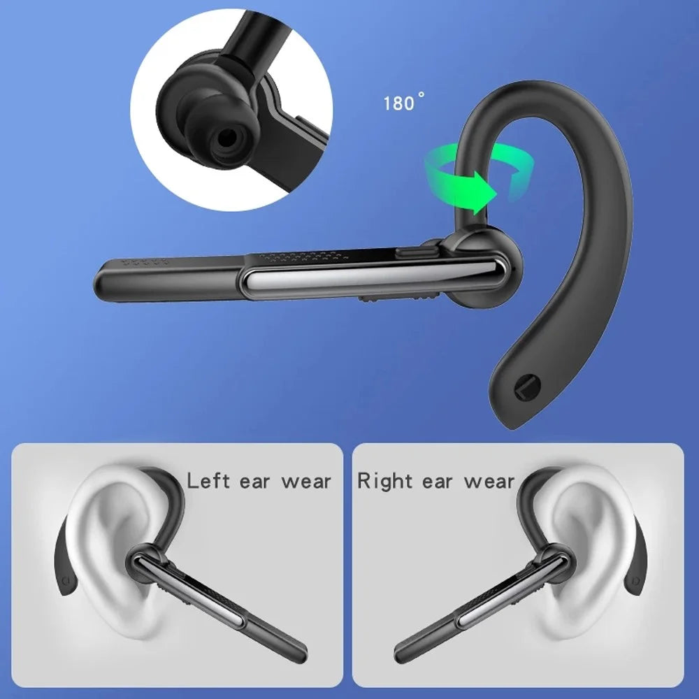 P40 Single Ear Wireless Bluetooth-compatible Headset 180-degree Rotating Business Noise Reduction Earphone Hands-free Headphone with Mic - 4