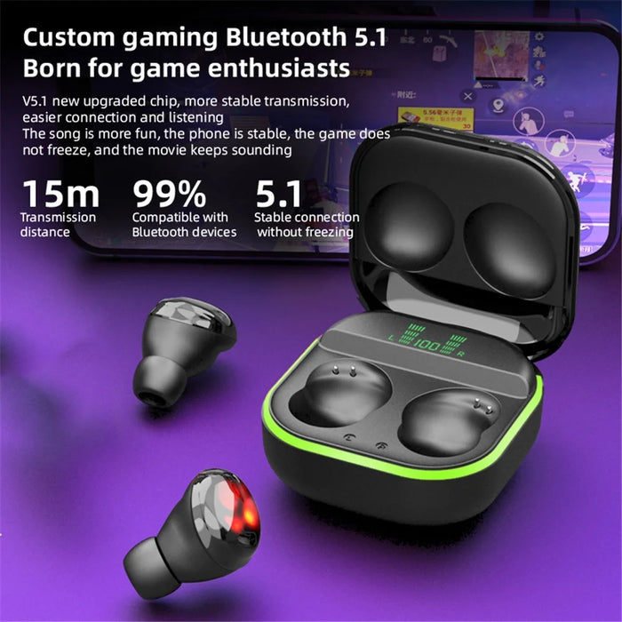 S190 IPX4 Waterproof TWS HiFi Headset Touch Control Wireless Bluetooth-compatible Earphones Sports Headphone - Black - 3