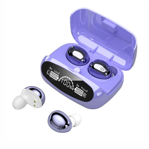 M32 TWS Bluetooth-compatible 5.1 Wireless Touch Earphone Earbuds Waterproof Sports Stereo Music Calling Headset with Digital Display Charging Case - Purple - 1