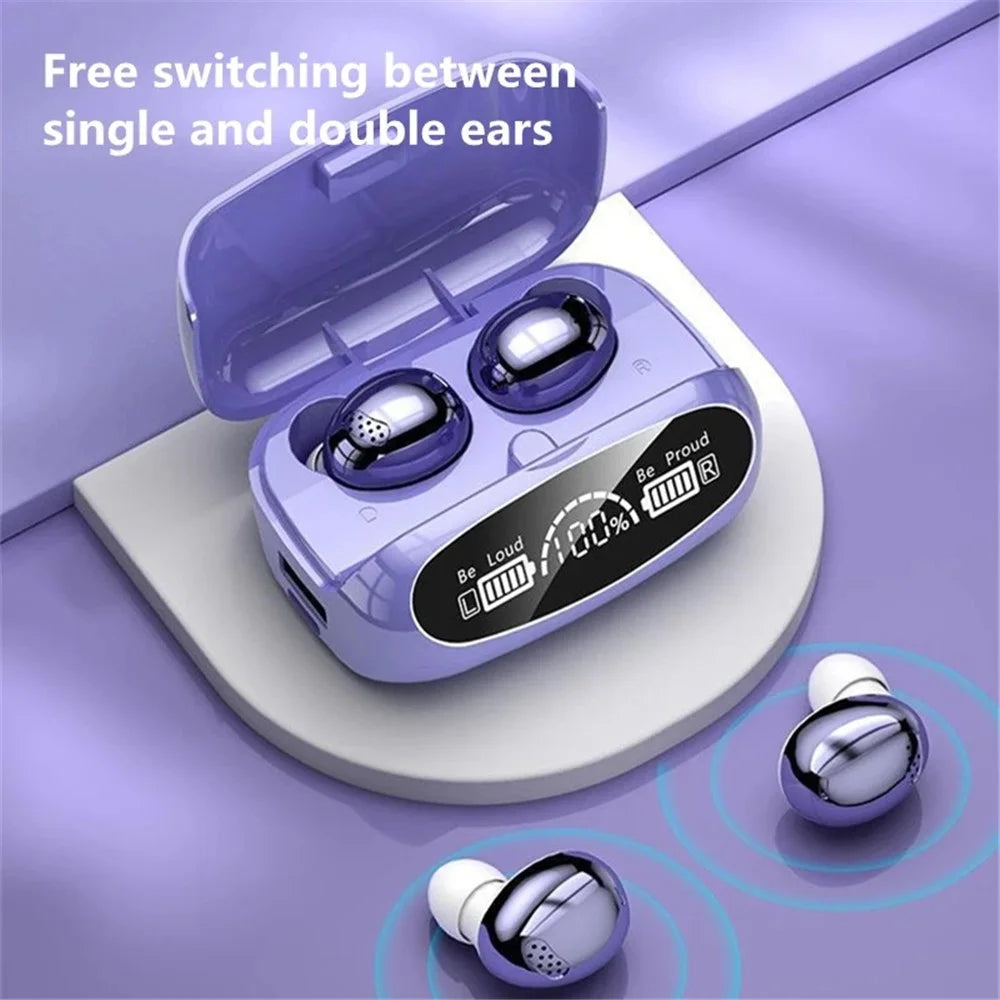 M32 TWS Bluetooth-compatible 5.1 Wireless Touch Earphone Earbuds Waterproof Sports Stereo Music Calling Headset with Digital Display Charging Case - Purple - 2