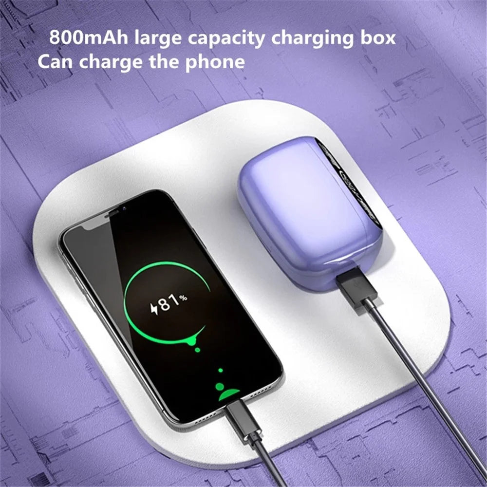 M32 TWS Bluetooth-compatible 5.1 Wireless Touch Earphone Earbuds Waterproof Sports Stereo Music Calling Headset with Digital Display Charging Case - Purple - 3