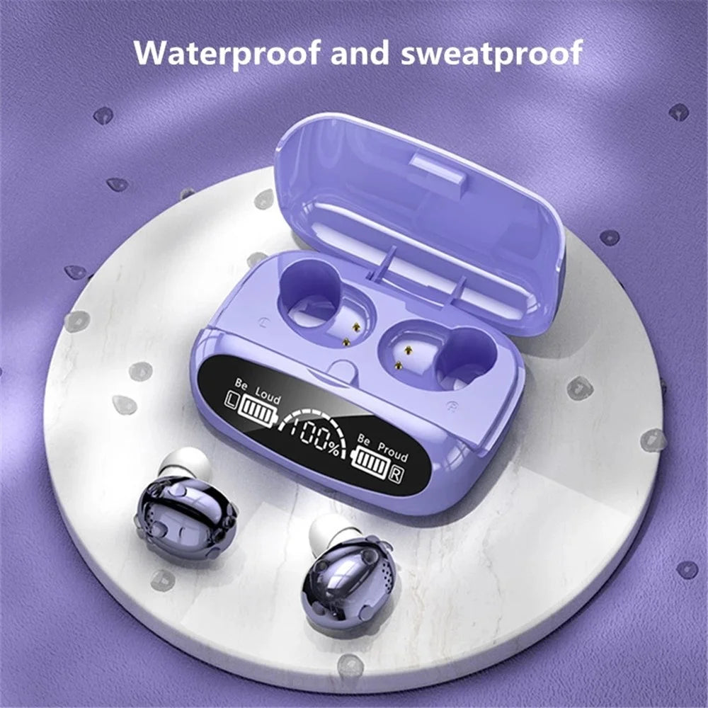 M32 TWS Bluetooth-compatible 5.1 Wireless Touch Earphone Earbuds Waterproof Sports Stereo Music Calling Headset with Digital Display Charging Case - Purple - 4