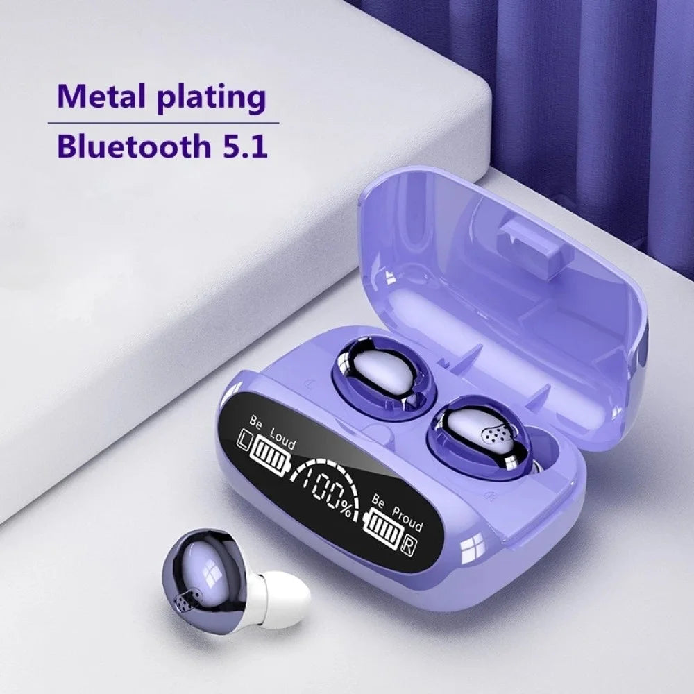 M32 TWS Bluetooth-compatible 5.1 Wireless Touch Earphone Earbuds Waterproof Sports Stereo Music Calling Headset with Digital Display Charging Case - Purple - 5