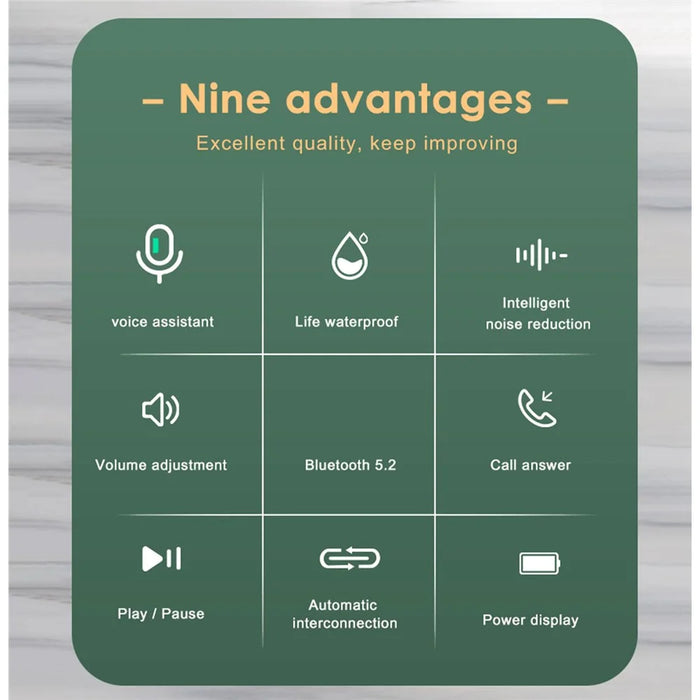 P66 TWS Bluetooth-compatible Wireless Earphones Earbuds Waterproof Sports Stereo Music Calling Headset with Digital Display Charging Case - Black - 3