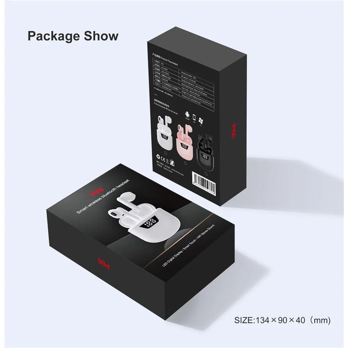 P66 TWS Bluetooth-compatible Wireless Earphones Earbuds Waterproof Sports Stereo Music Calling Headset with Digital Display Charging Case - Black - 6
