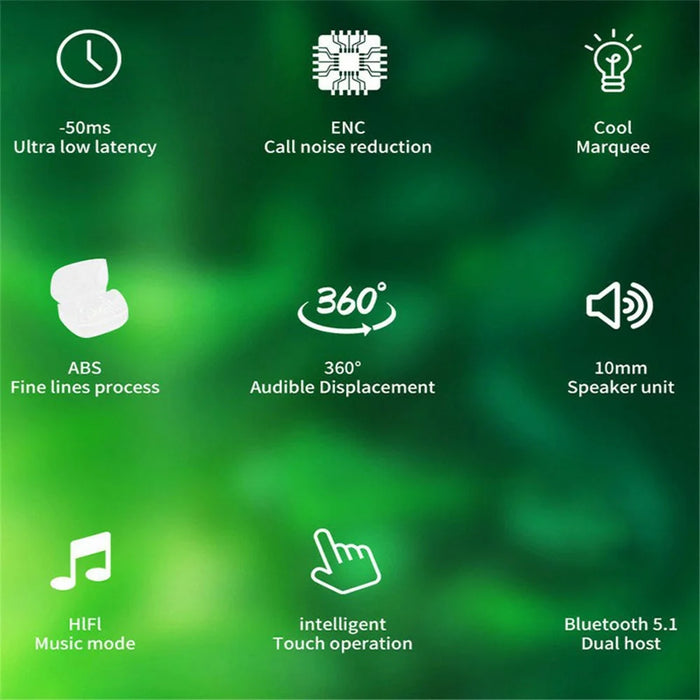 Y1 TWS Wireless Bluetooth-compatible 5.1 E-sports Earphone Touch Music Calling ENC Dual Mic Game Headset - 6