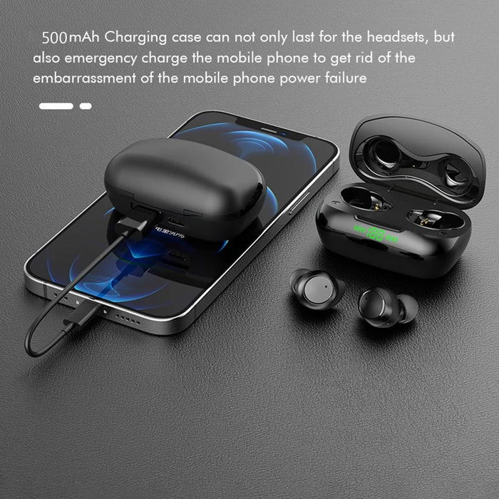 TWS-24 Wireless Bluetooth-compatible Earbuds Touch Control In-ear Earphone with LED Battery Display - Black - 2