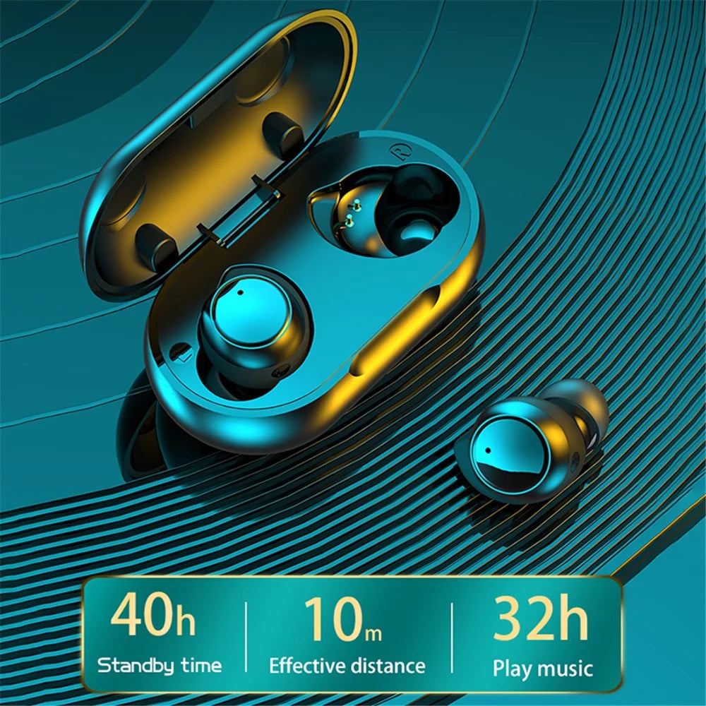 TWS-22 Wireless TWS Earphones HiFi IPX5 Waterproof Mini Earbuds Sport Headphones Bluetooth-compatible Running Headset for Samsung Xiaomi iPhone - Black - 5