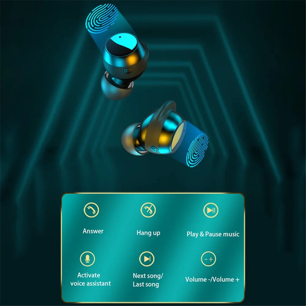 TWS-22 Wireless TWS Earphones HiFi IPX5 Waterproof Mini Earbuds Sport Headphones Bluetooth-compatible Running Headset for Samsung Xiaomi iPhone - Black - 6