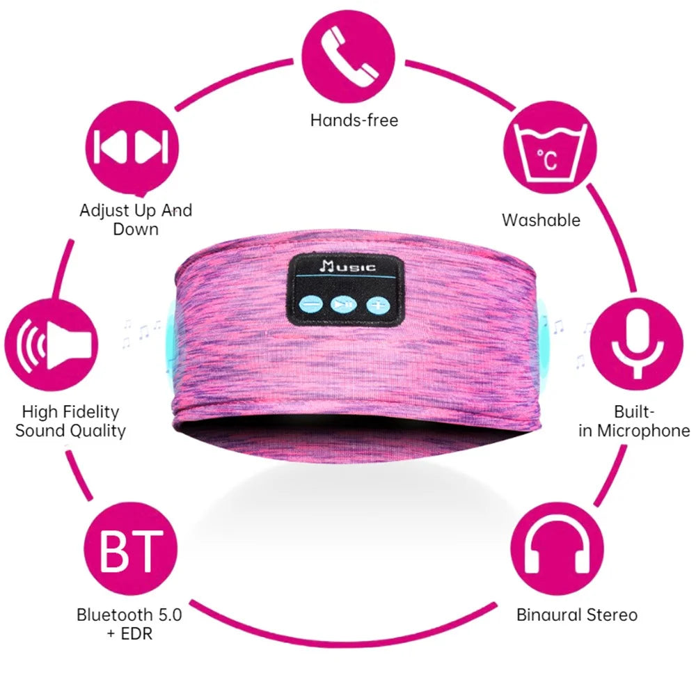 Bluetooth-compatible Headband Wireless Music Call Headset Hair Band for Sleeping Fitness Jogging Yoga - Rose - 4