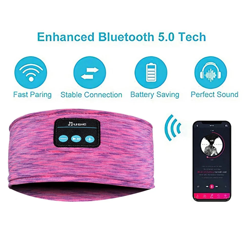 Bluetooth-compatible Headband Wireless Music Call Headset Hair Band for Sleeping Fitness Jogging Yoga - Rose - 5