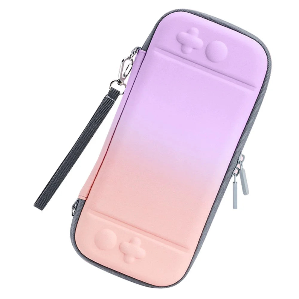 Gradient Color Storage Bag for Nintendo Switch Anti-drop Portable PU Leather Protective Case - Purple/Pink - 1