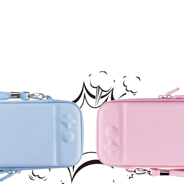 For Nintendo Switch Solid Color PU Leather Carrying Protective Case Shockproof Portable Storage Bag - Black - 4