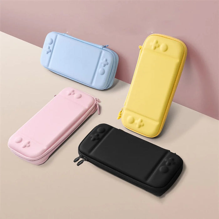 For Nintendo Switch Solid Color PU Leather Carrying Protective Case Shockproof Portable Storage Bag - Black - 5