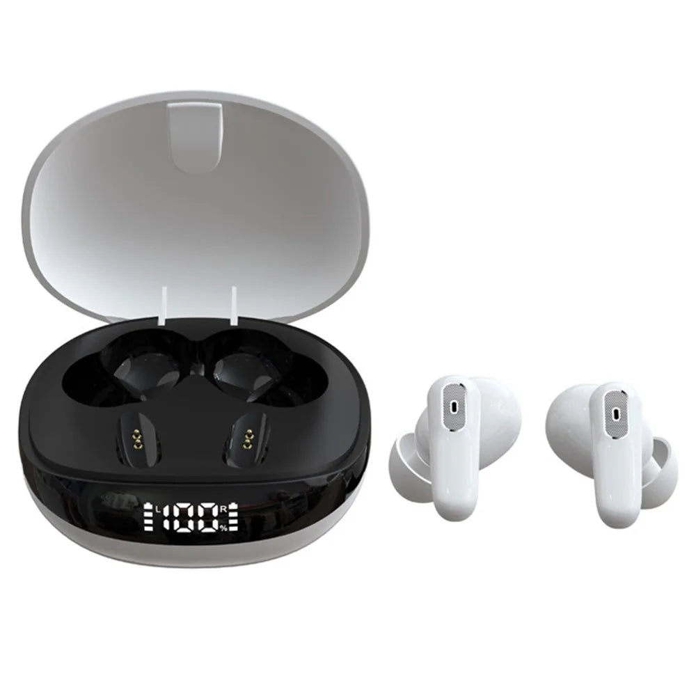 JS81 Wireless Earphones Bluetooth-compatible 5.1 TWS Digital Display In-ear Touch Music Gaming Headsets - White - 1