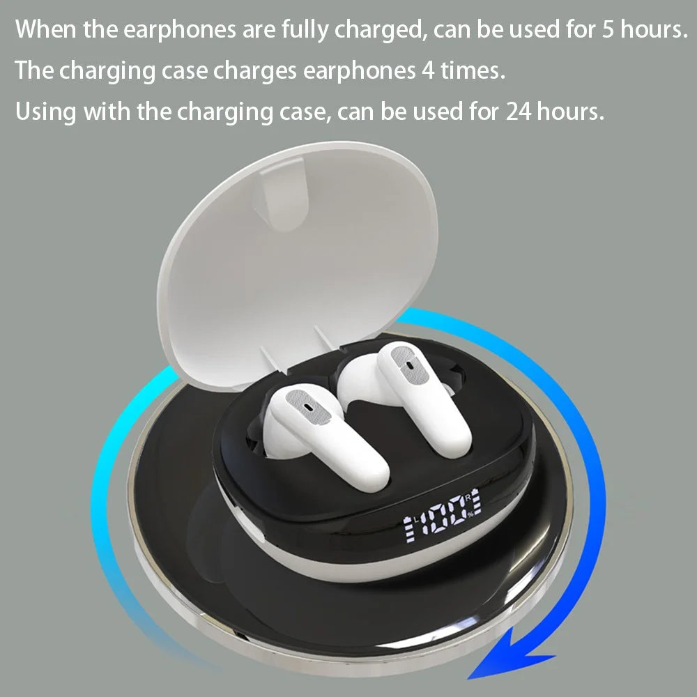 JS81 Wireless Earphones Bluetooth-compatible 5.1 TWS Digital Display In-ear Touch Music Gaming Headsets - White - 3