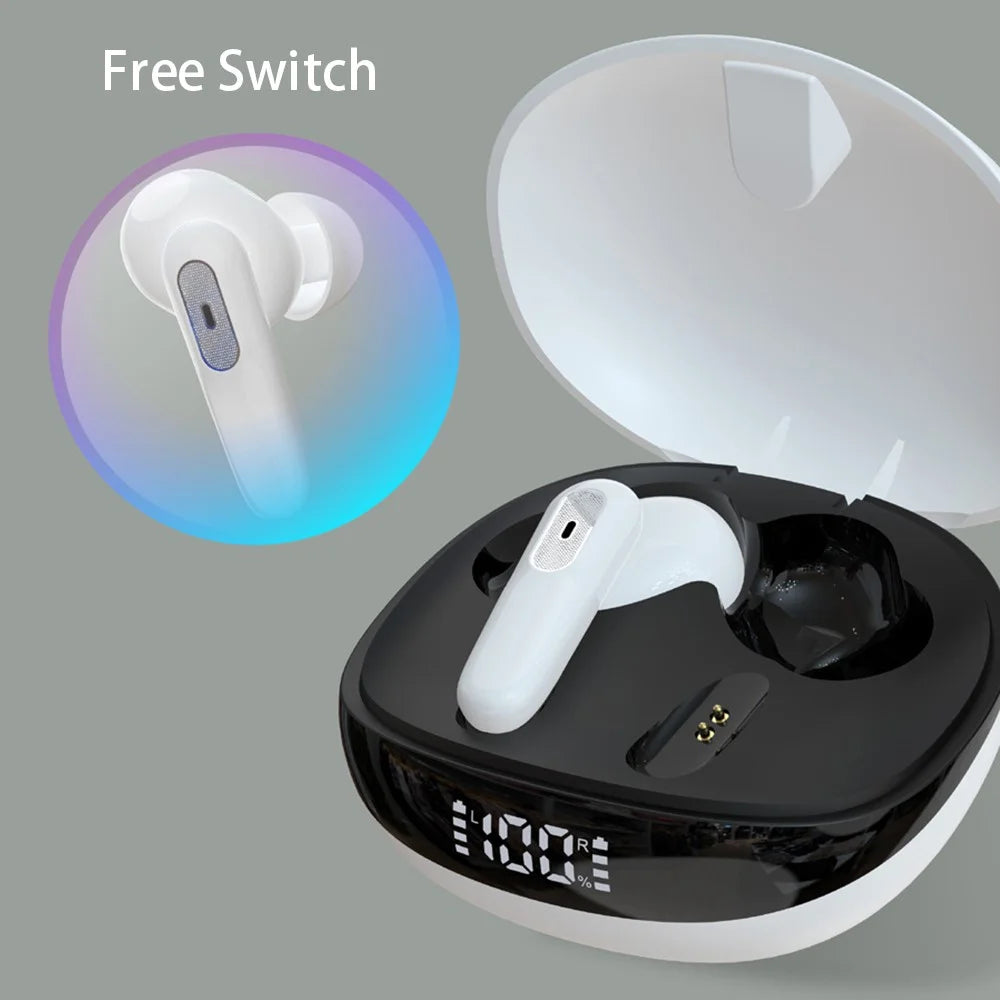 JS81 Wireless Earphones Bluetooth-compatible 5.1 TWS Digital Display In-ear Touch Music Gaming Headsets - White - 4