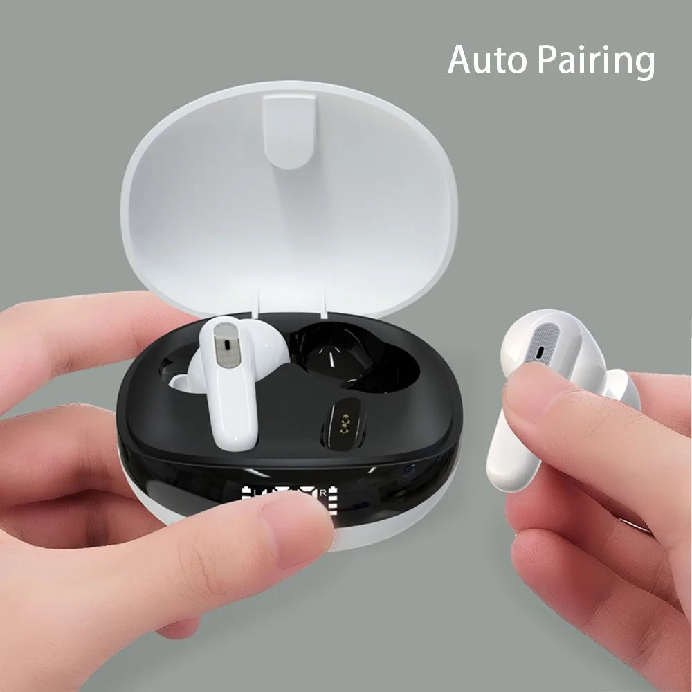 JS81 Wireless Earphones Bluetooth-compatible 5.1 TWS Digital Display In-ear Touch Music Gaming Headsets - White - 5