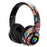 L750 Bluetooth-compatible Headset Cool Graffiti Headphone with LED Light Earphone Support TF Card/3.5mm Audio Wired for Mobile Phone Computer Laptop - Black - 1