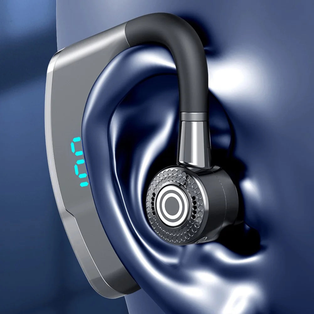 V9S Business Style Bluetooth-compatible Single Ear Headset LED Display Wireless Headphone Earphone with Battery Charging Case - Black - 6