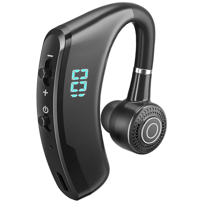 V9S Bluetooth-compatible Single-Ear (Monaural) Headset Business Style LED Display Wireless Headphone Earphone with Battery Charging Case - Black - 2