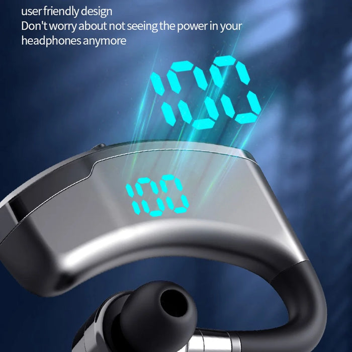 V9S Bluetooth-compatible Single-Ear (Monaural) Headset Business Style LED Display Wireless Headphone Earphone with Battery Charging Case - Black - 4
