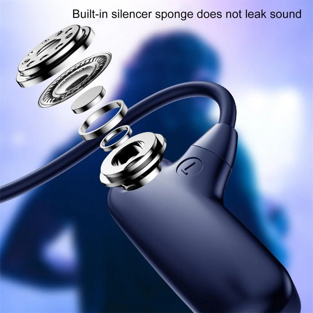F1 Bone Conduction Wireless Bluetooth-compatible 5.0 Neckband Headphone Calling Music Earphone Sport Headset - Black - 3