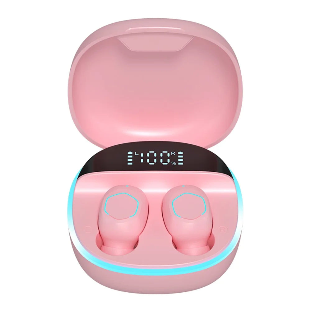 M13 Bluetooth-compatible Wireless Earphones Wireless Earpiece LED Display Screen Waterproof Earbuds Headsets with Charging Bin for Gaming Running Cycling Walking - Pink - 1