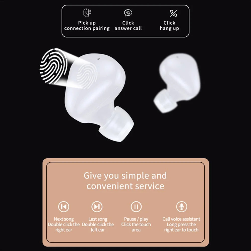 A1 TWS Mini Wireless Bluetooth-compatible 5.1 In-ear Earphone Touch Stereo Music Calling Gaming Headset - Black - 5