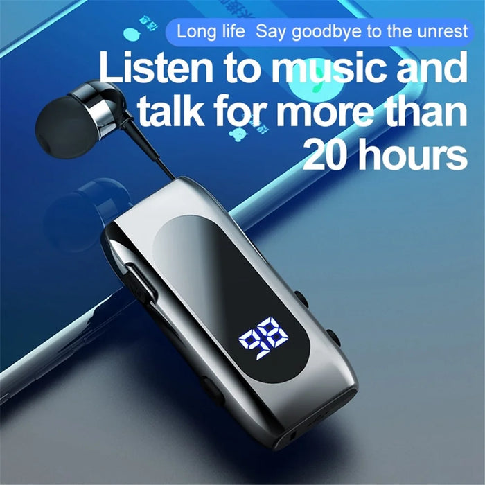 K55 Business Bluetooth-compatible Single-Ear Earphone Battery Display Clip-On Intelligent Noise Reduction Telescopic Headset Clipper - Silver - 2