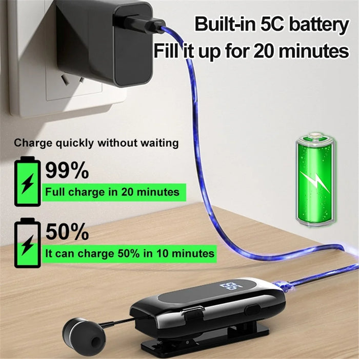 K55 Business Bluetooth-compatible Single-Ear Earphone Battery Display Clip-On Intelligent Noise Reduction Telescopic Headset Clipper - Silver - 3