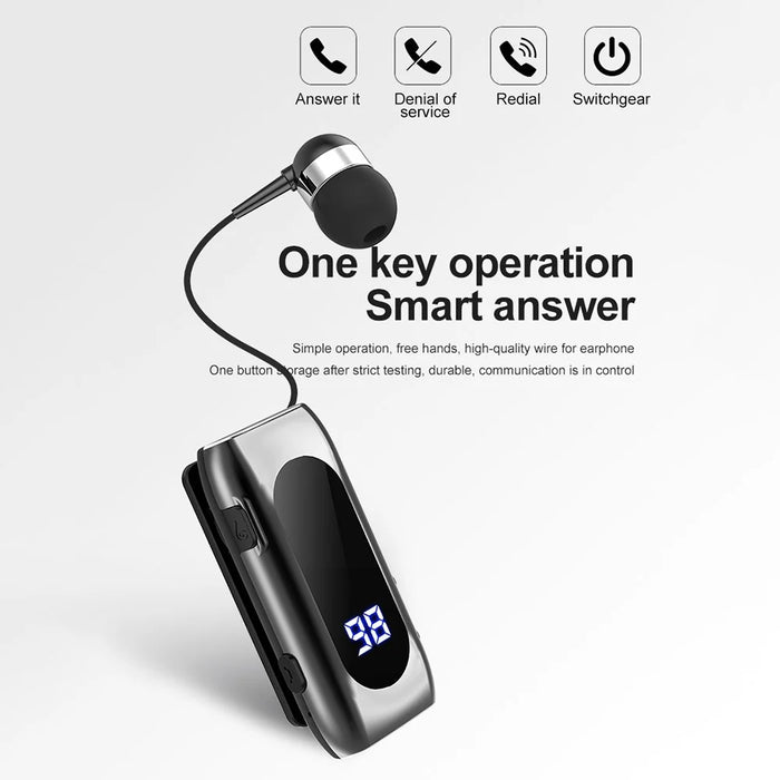 K55 Business Bluetooth-compatible Single-Ear Earphone Battery Display Clip-On Intelligent Noise Reduction Telescopic Headset Clipper - Silver - 6
