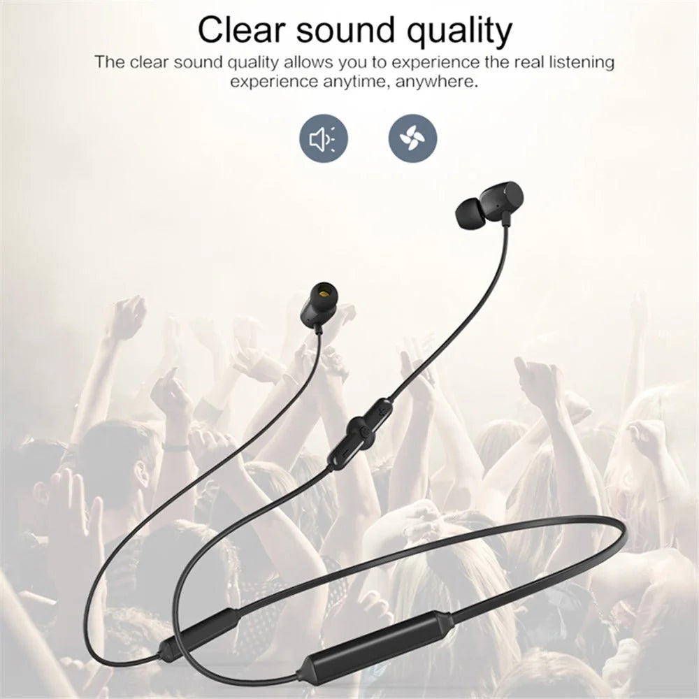 Q5 Neckband Earphone Wireless Bluetooth-compatible Waterproof Headphone Stereo Bass Sport Running Magnetic Design Headset - Black - 4