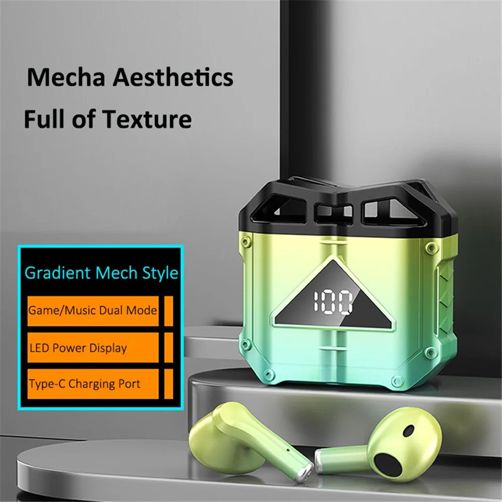 JX30 TWS Wireless Bluetooth-compatible Earphone Noise Reduction Low-Latency Headphone Earbud Headset with Charging Case - Green - 2