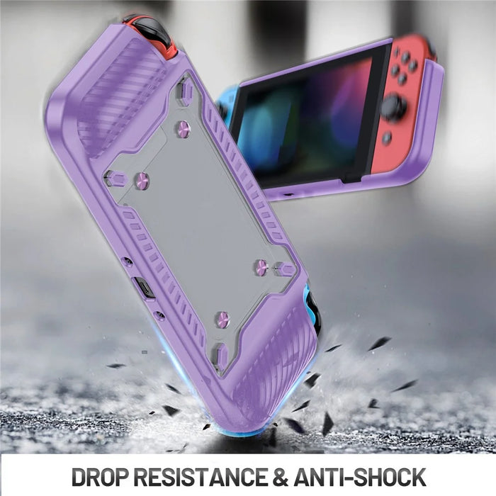 Shockproof Case Anti-Drop Cover for Nintendo Switch OLED Game Console Ergonomic Grip Protective Case (Type A) - Purple - 2