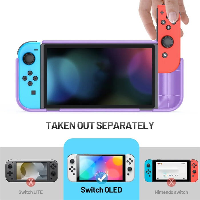 Shockproof Case Anti-Drop Cover for Nintendo Switch OLED Game Console Ergonomic Grip Protective Case (Type A) - Purple - 3