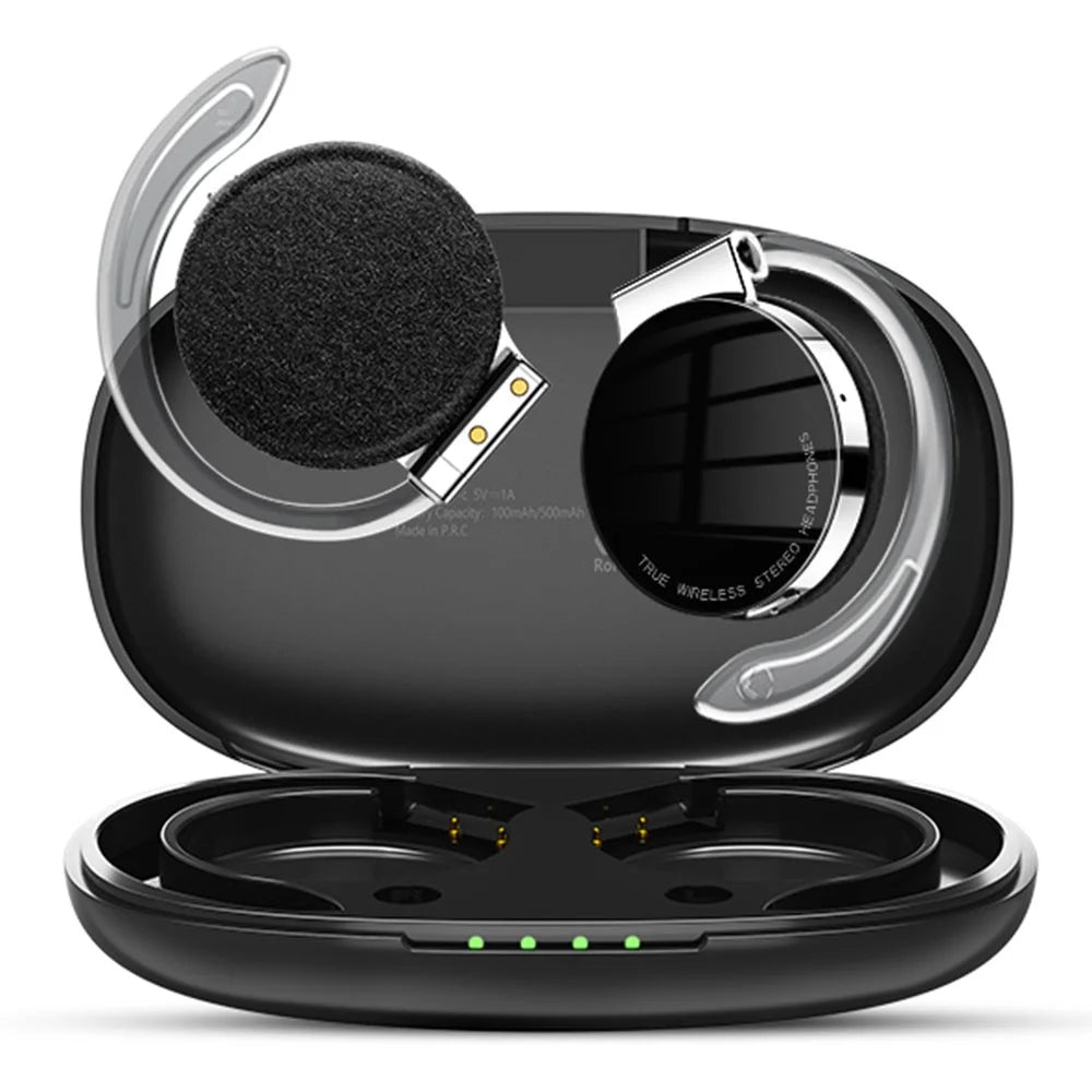 TWS-F2 Wireless Bluetooth-compatible 5.2 Wireless Earphone Stereo Sound Noise Reduction Low Delay Sports Running Headset with Charging Case - Black - 1