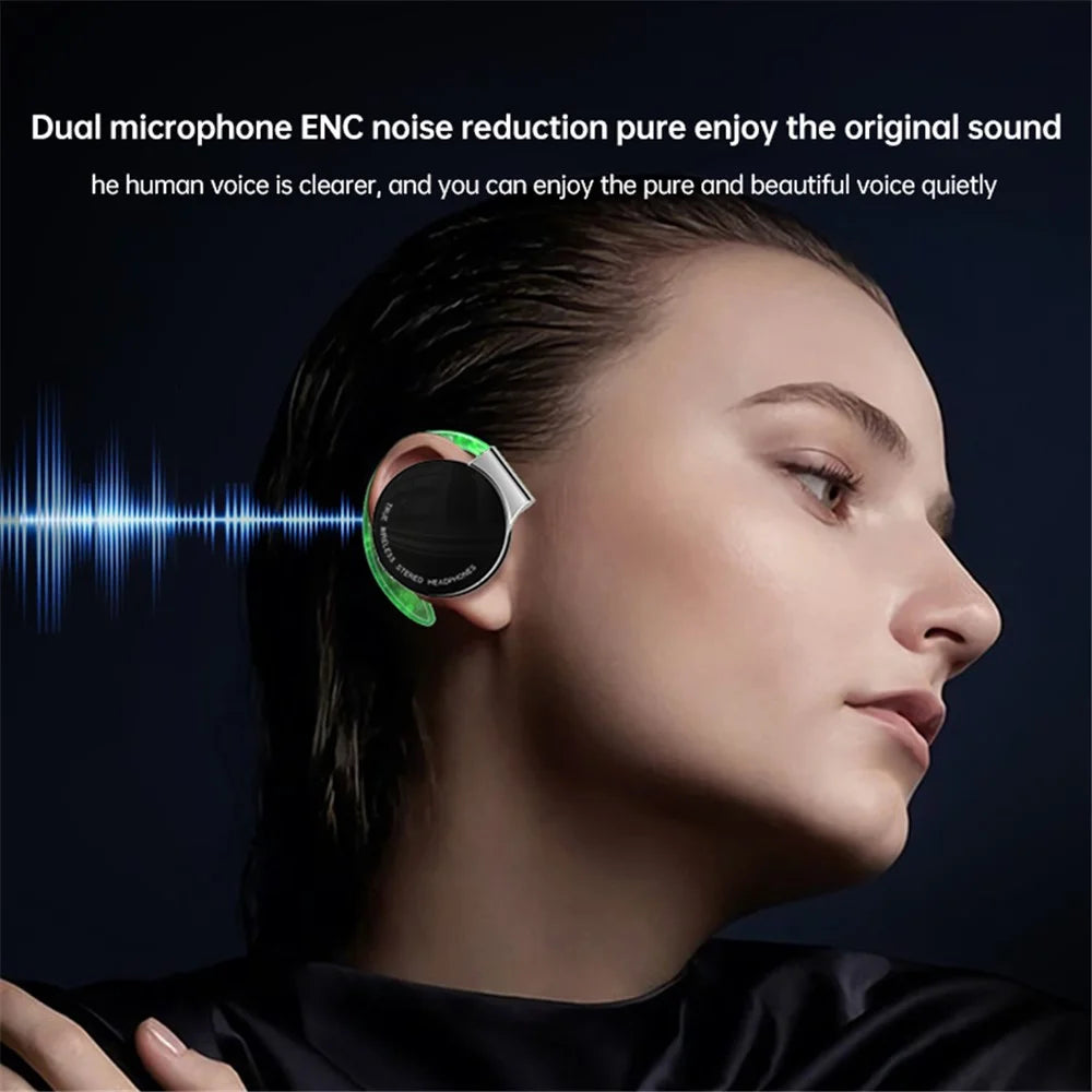 TWS-F2 Wireless Bluetooth-compatible 5.2 Wireless Earphone Stereo Sound Noise Reduction Low Delay Sports Running Headset with Charging Case - Black - 4
