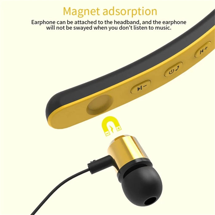 Kid's In-ear Wireless Bluetooth-compatible Earphones Cute Magnetic Earbuds Children Neckband Headsets - Yellow - 2